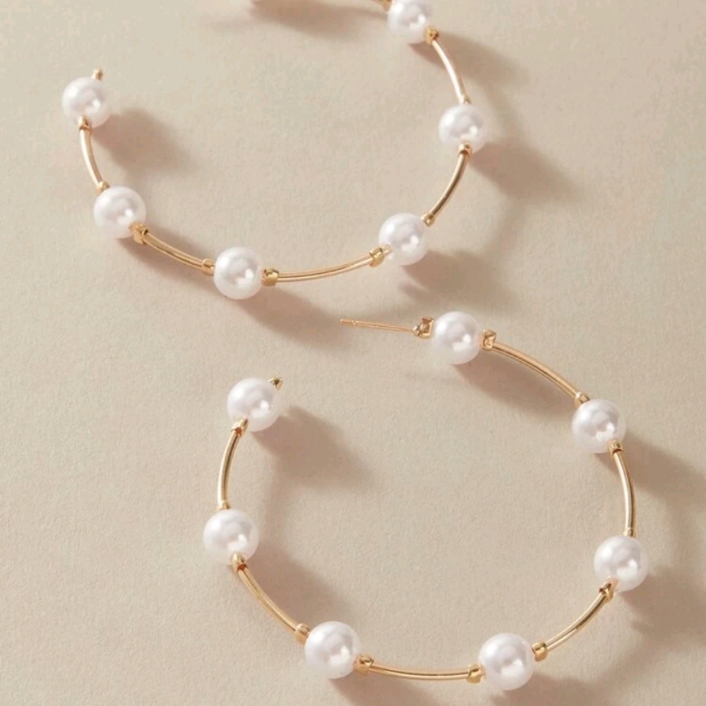 Pearl hoop earrings